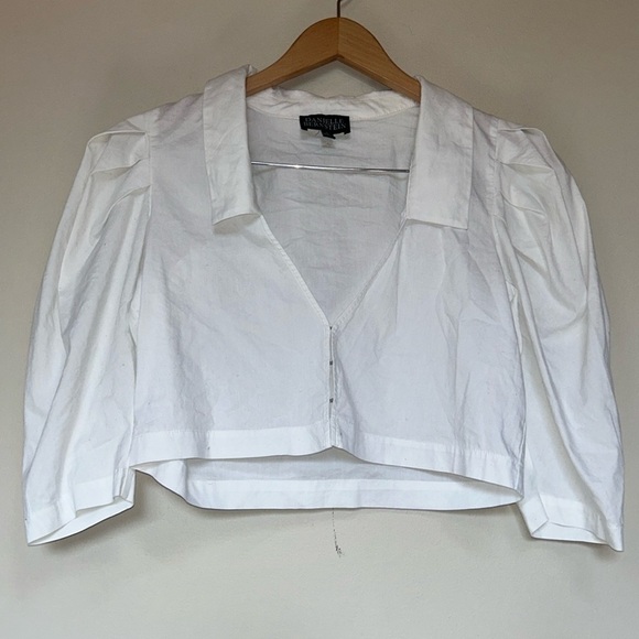Danielle Bernstein white crop y2k 90s blouse small - Picture 1 of 9